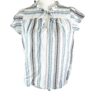 🌸Studio B- Blue/White Stripe 100% Cotton Breathable Tunic- Size L